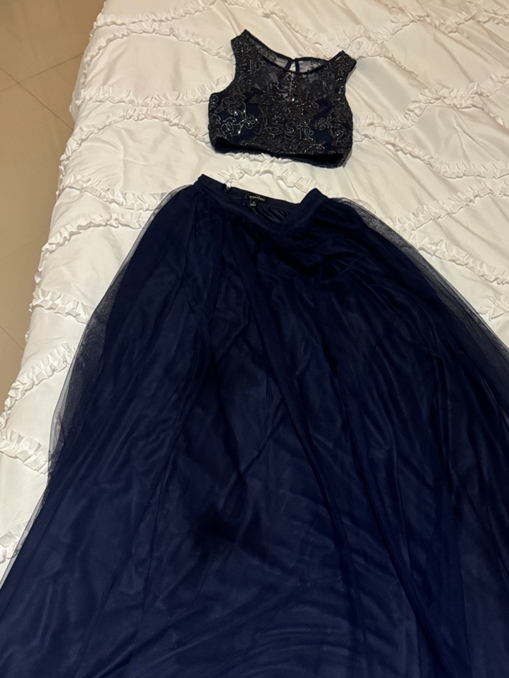 Speechless Navy Embellished Two-Piece Dress